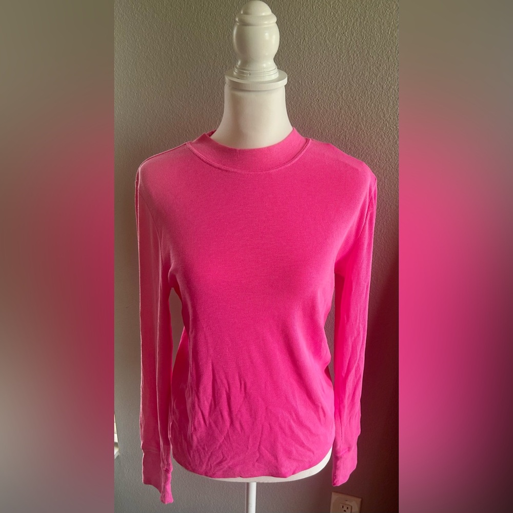 GAP Pink Essential Ribbed Mockneck Shirt Size Large New With Tags